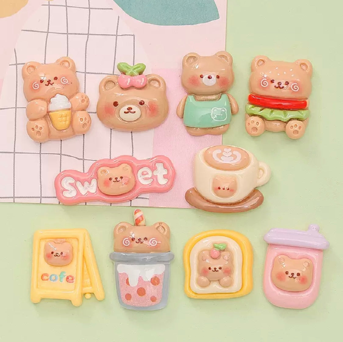 Cute Bear Cafe Charms